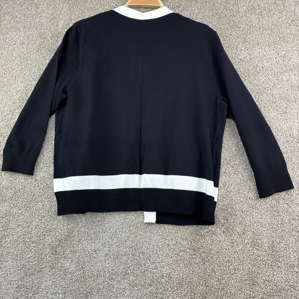 VTG Talbots Cardigan Sweater Set Size L Navy White Italian Yarn Preppy Old Money - Picture 3 of 9